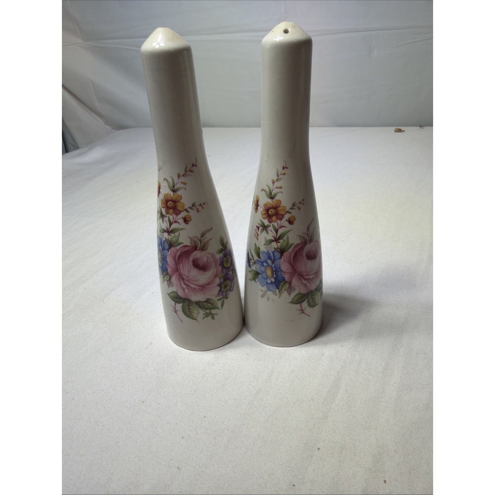 Old Foley James Kent Ltd Salt And Pepper Shakers Floral Pattern Vintage England